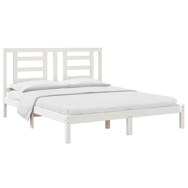 vidaXL Cama sem colch&atilde;o 160x200 cm madeira de pinho maci&ccedil;a branco