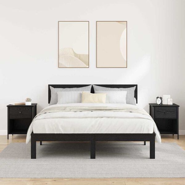 vidaXL Arm&aacute;rio de Cabeceira 2 pcs Carvalho Preto 40 x 42 x 50 cm