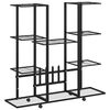vidaXL Suporte de vasos c/ rodas 94,5x24,5x91,5 cm ferro preto
