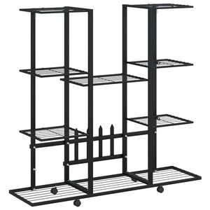 vidaXL Suporte de vasos c/ rodas 94,5x24,5x91,5 cm ferro preto