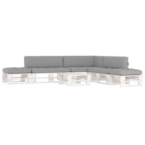 vidaXL 6 pcs conj. lounge paletes + almofad&otilde;es pinho impregnado branco