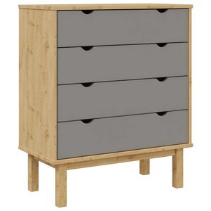 vidaXL Arm&aacute;rio gavetas OTTA 76,5x39,5x90cm pinho maci&ccedil;o castanho/cinza