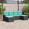 vidaXL 6 pcs conjunto sof&aacute;s de jardim c/ almofad&otilde;es vime PE preto