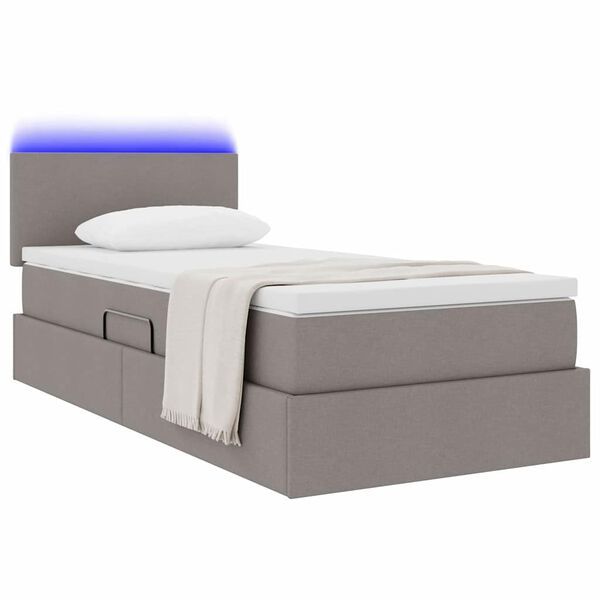vidaXL Cama com arruma&ccedil;&atilde;o e LED Cinzento-acastanhado 100 x 200 cm