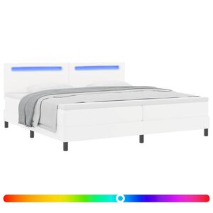vidaXL Cama Box com colch&atilde;o Branco 200 x 200 cm Couro sint&eacute;tico