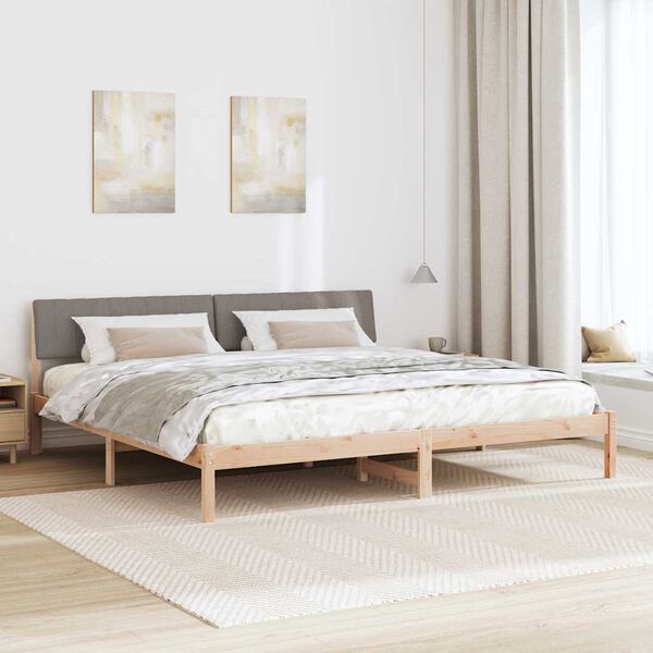 vidaXL Estrutura da cama com cabeceira Marrom e taupe 150 x 200 cm
