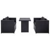 vidaXL 3 pcs conjunto lounge de jardim c/ almofad&otilde;es vime PE preto
