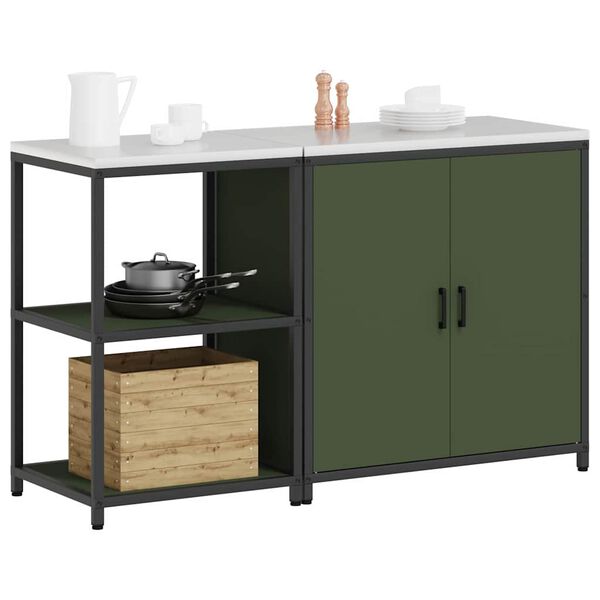 vidaXL Conjunto de Armazenamento de Cozinha 2 pcs Verde Oliva