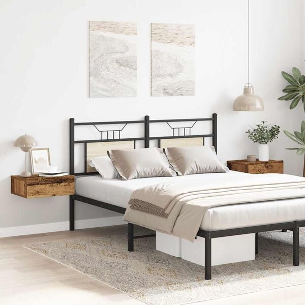 vidaXL Mesa cabeceira suspensa 2 pcs madeira velha 40x32x15 cm