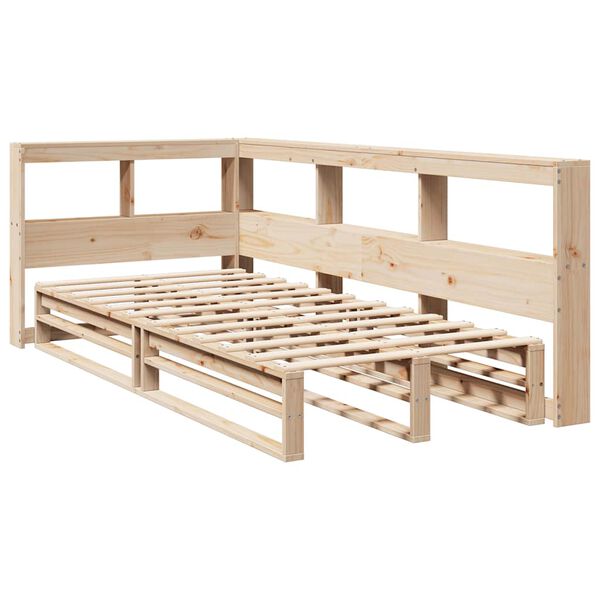 vidaXL Cama com estante sem colch&atilde;o 90x190 cm pinho maci&ccedil;o