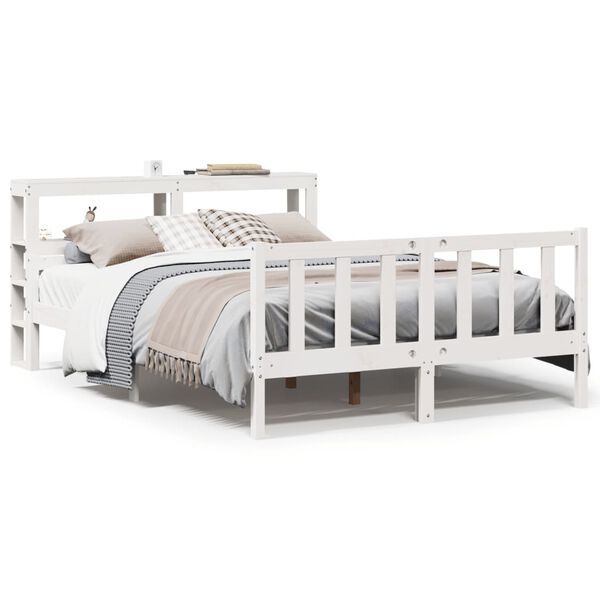vidaXL Cama sem colch&atilde;o 160x200 cm madeira de pinho maci&ccedil;a branco
