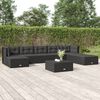 vidaXL 8 pcs conjunto lounge de jardim c/ almofadões vime PE preto