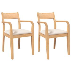 vidaXL Cadeiras de jantar com almofad&otilde;es 2 pcs madeira maci&ccedil;a natural