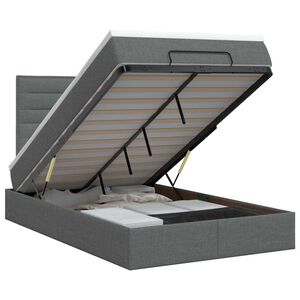 vidaXL Cama ottoman com colch&atilde;o Cinzento-Escuro 120 x 190 cm Tecido