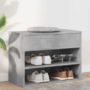 vidaXL Banco sapateira 60x30x45 cm derivados madeira cinzento cimento