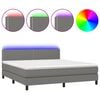 vidaXL Cama box spring c/ colch&atilde;o e LED 180x200 cm tecido cinza-escuro