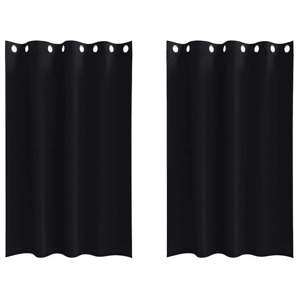 vidaXL Cortinas Blackout com Argolas 2 pcs Preto 175 x 140 cm