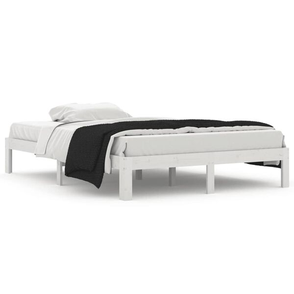 vidaXL Estrutura de cama 140x200 cm pinho maciço branco