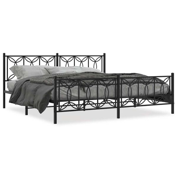 vidaXL Estrutura de cama com cabeceira e p&eacute;s 193x203 cm metal preto