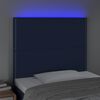 vidaXL Cabeceira cama c/ LED tecido 100x5x118/128 cm azul