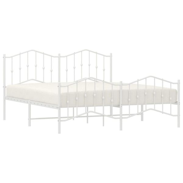 vidaXL Estrutura de cama com cabeceira e p&eacute;s 160x200 cm metal branco
