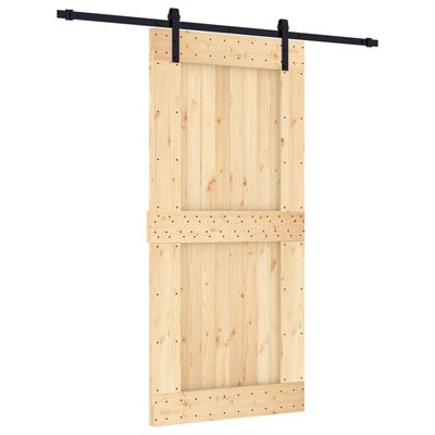 vidaXL Porta de correr com ferragens 95x210 cm madeira de pinho maciça