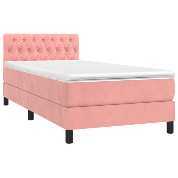 vidaXL Cama com molas/colch&atilde;o 90x200 cm veludo rosa