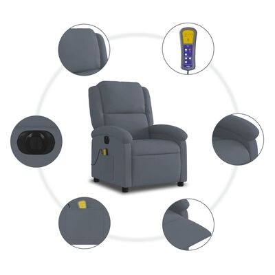 vidaXL Poltrona de massagens reclinável elétrica veludo cinza-escuro