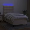 vidaXL Cama box spring c/ colch&atilde;o e LED 90x200 cm tecido cor creme