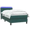 vidaXL Cama box spring c/ colch&atilde;o e LED verde-escuro 80x210 cm veludo