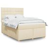 vidaXL Cama com molas/colch&atilde;o 140x190 cm tecido cor creme