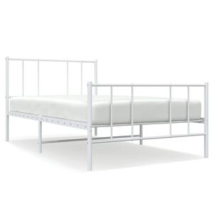 vidaXL Estrutura de cama com cabeceira e p&eacute;s 75x190 cm metal branco