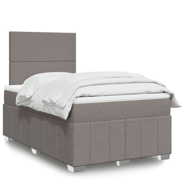 vidaXL Cama boxspring c/ colch&atilde;o 120x190cm tecido castanho-acinzentado