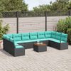 vidaXL Conjunto de Sof&aacute; de Jardim com almofada 11 pcs Preto vime PE