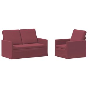 vidaXL Conjunto de Sof&aacute;s 2 pcs Vinho Vermelho Tecido