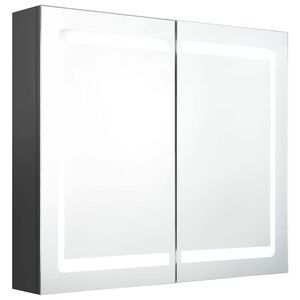 vidaXL Arm&aacute;rio espelhado casa de banho LED 80x12x68 cm cinzento