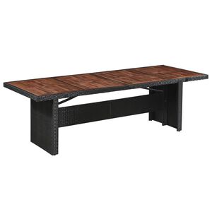 vidaXL Mesa de jardim 240x90x74 cm vime PE e madeira ac&aacute;cia maci&ccedil;a