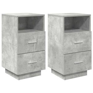 vidaXL Mesas cabeceira 2pcs c/ 2gavetas 36x36x68 cm cinzento cimento