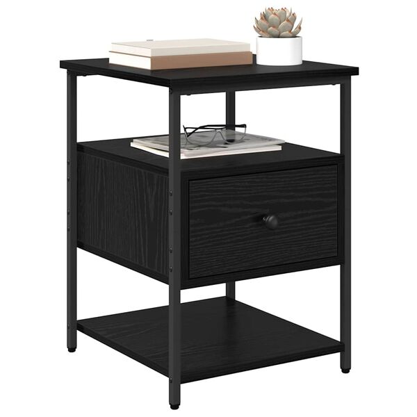 vidaXL Arm&aacute;rio de Cabeceira com gaveta Carvalho Preto 40 x 42 x 56 cm