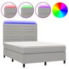vidaXL Cama box spring c/ colch&atilde;o e LED 140x190 cm tecido cinza-claro
