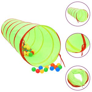 vidaXL T&uacute;nel de brincar infantil com 250 bolas 175 cm poli&eacute;ster verde
