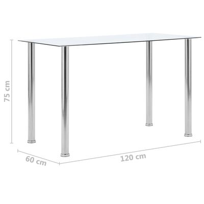 vidaXL Mesa de jantar 120x60x75 cm vidro temperado transparente