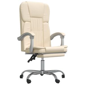 vidaXL Cadeira de escrit&oacute;rio reclin&aacute;vel couro artificial cor creme