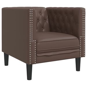 vidaXL Sof&aacute; chesterfield couro artificial castanho