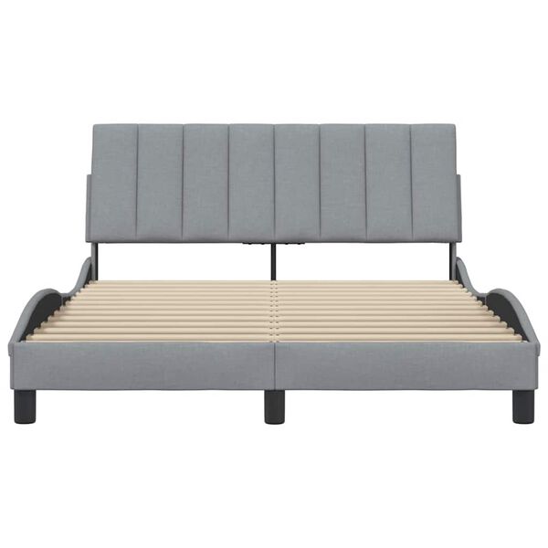 vidaXL Estrutura de cama sem colch&atilde;o Hanko 140x190 cm tecido cinzento-claro