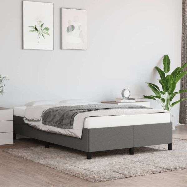 vidaXL Estrutura de cama sem colch&atilde;o cinza escuro 120x190 cm tecido