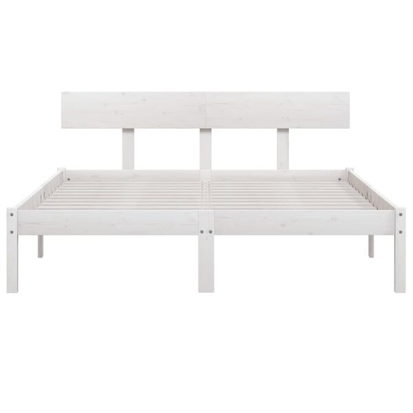 vidaXL Estrutura de cama 140x190 cm pinho maci&ccedil;o branco