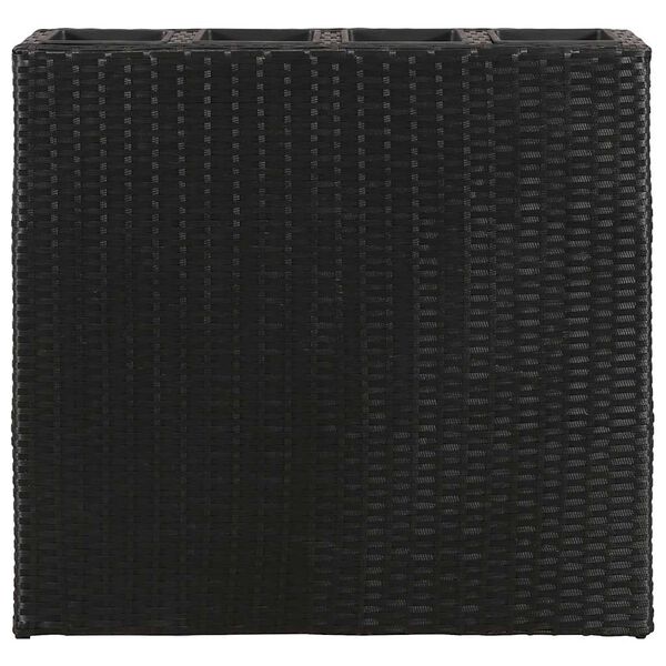 vidaXL Floreira de jardim com 4 vasos 2 pcs vime PE preto