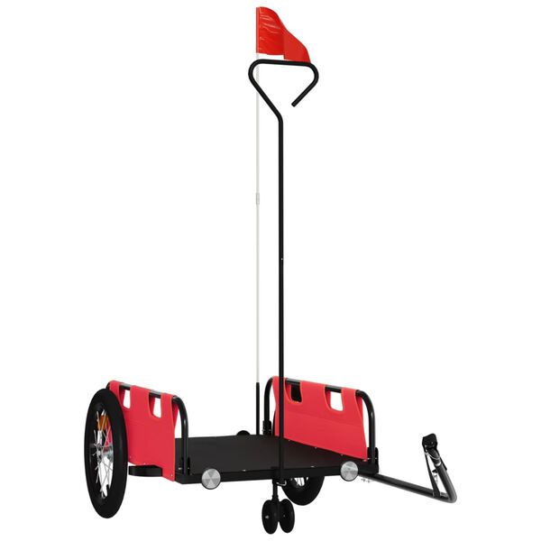 vidaXL Reboque de bicicleta tecido oxford/ferro vermelho