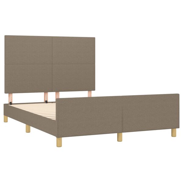 vidaXL Cama sem colch&atilde;o 140x190 cm tecido castanho-acinzentado